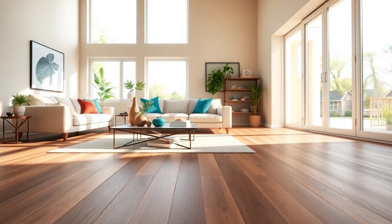 Reveal the elegance of quality vinyl flooring in a modern living room environment.