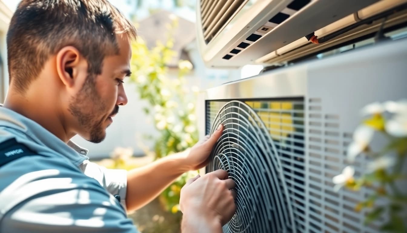 Expert performing AC Repair Tampa on a residential air conditioning unit.