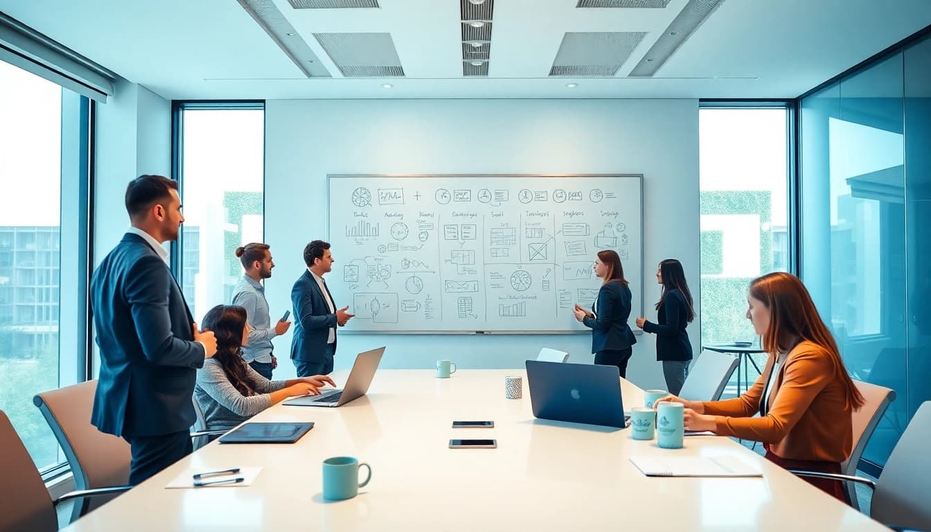 Engaged professionals discussing Acquisition Planning strategies in a modern office setting.