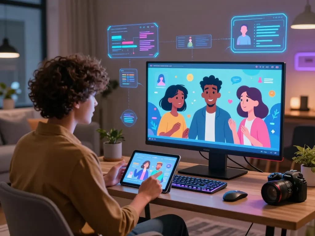 Engaging moment with crush on ai characters in a futuristic setting highlighting interactive AI chat experiences.
