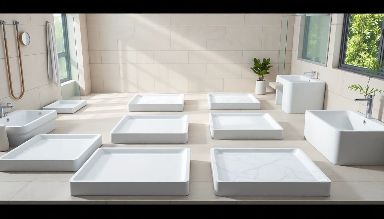 Showcasing stylish and smooth elegant shower bases in a modern bathroom setting.