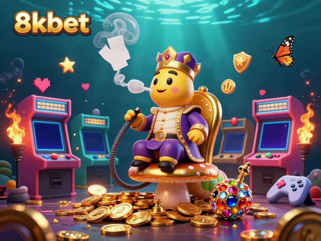 Experience the vibrant world of 8xbet with a captivating 3D illustration of casino elements and characters.