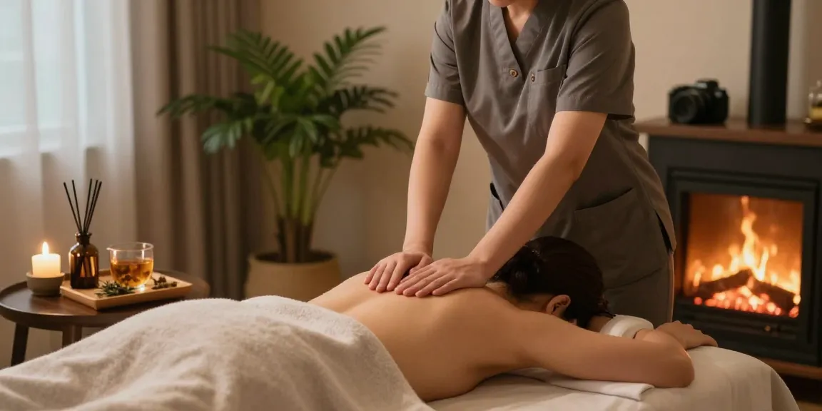 Relaxing 성동구출장마사지 scene showcasing tranquil home massage therapy.