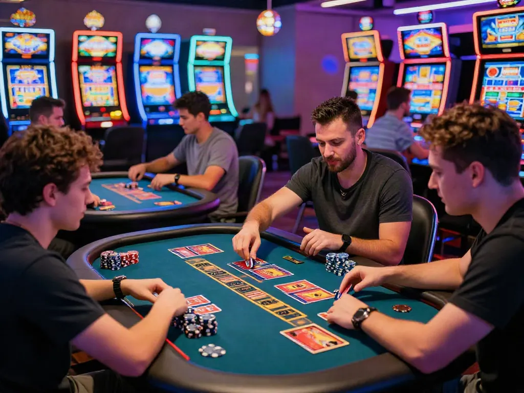 Players enjoying casinos that take credit cards, showcasing vibrant gaming tables and machines.