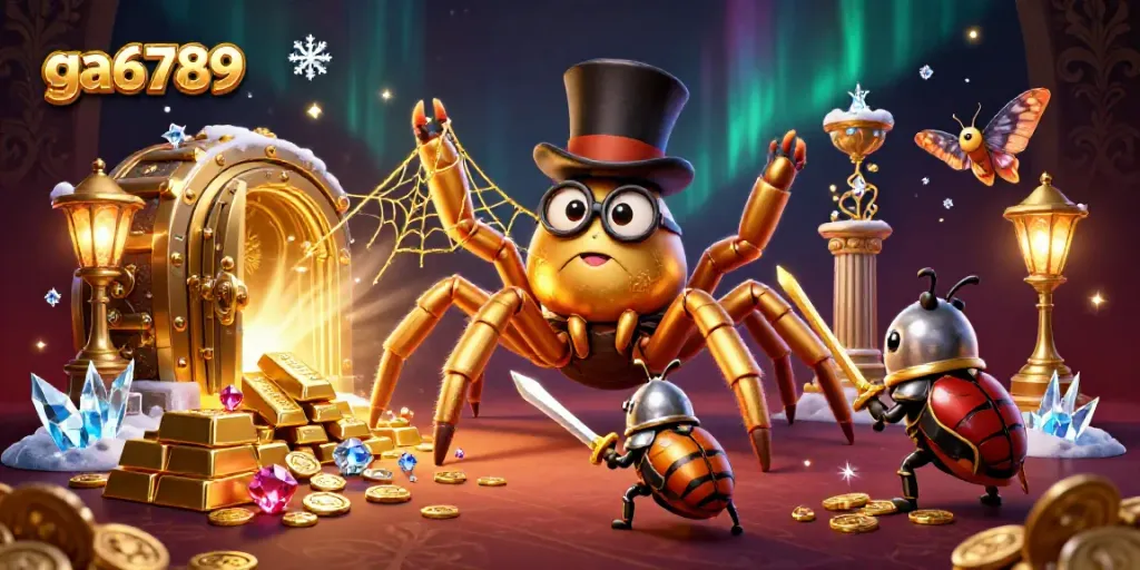 Engage in thrilling gameplay at ga6789 with a golden tarantula, beetle knight, and spectacular casino treasures.