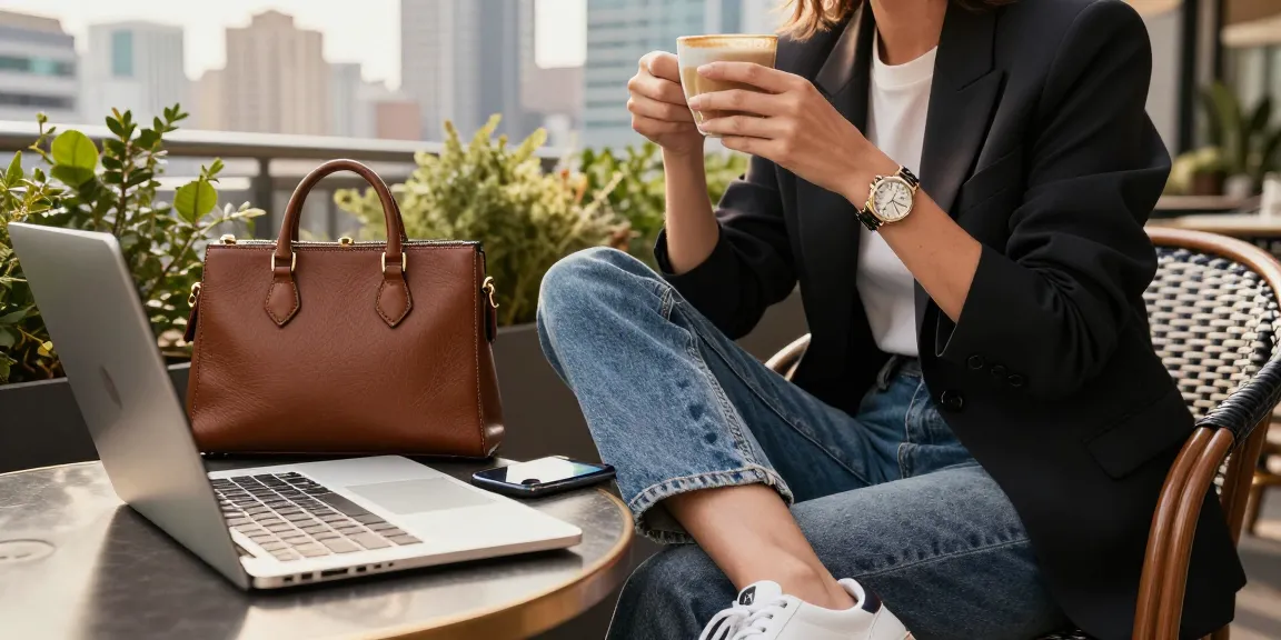 Fashionable individual showcasing a premium replica watch at a chic café.