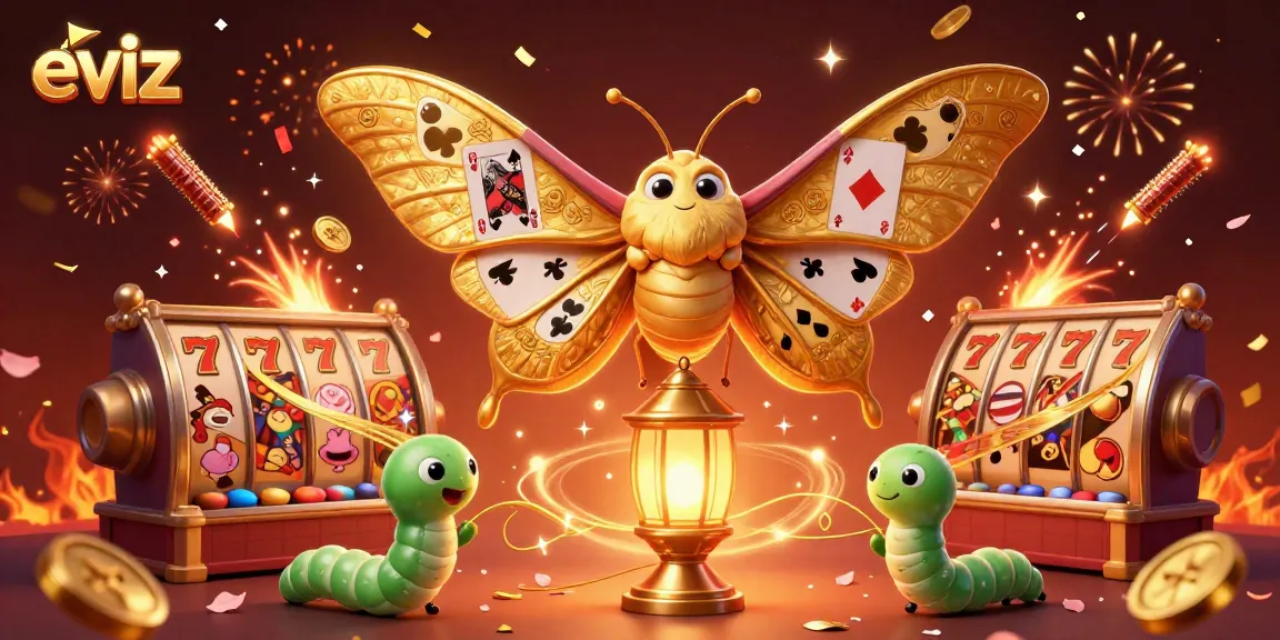 Experience exciting gaming at eviz with golden slot reels and vibrant casino elements.