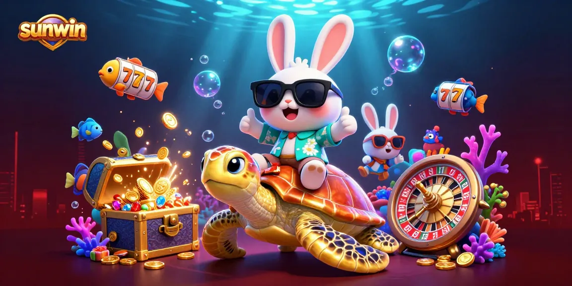 Sunwin players enjoy vibrant underwater casino adventures with the lucky rabbit and sea turtle.