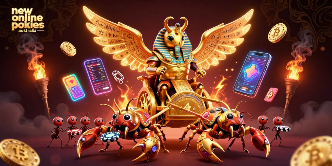 Experience thrilling new online pokies Australia with gold-drenched chariots, scorpions, and poker chips