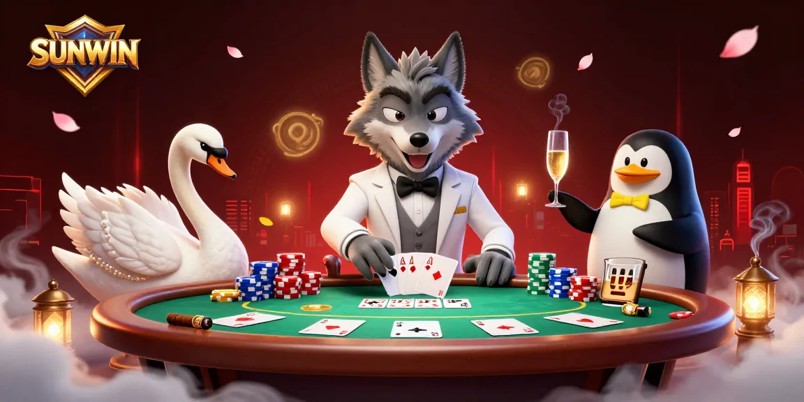 SUNWIN captivates with a dynamic baccarat scene featuring charming characters and rich casino elements.